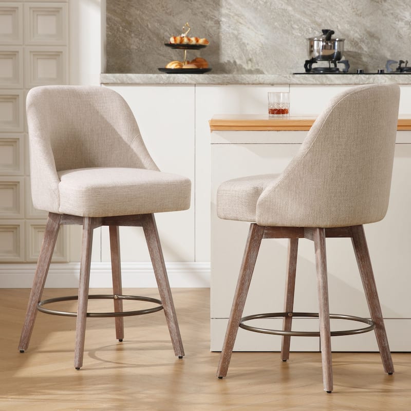 26" Counter Height Swivel Bar Stool, Upholstered Counter Stools - 39.37" (H) x 22.44" (D) x 21.65" (W)