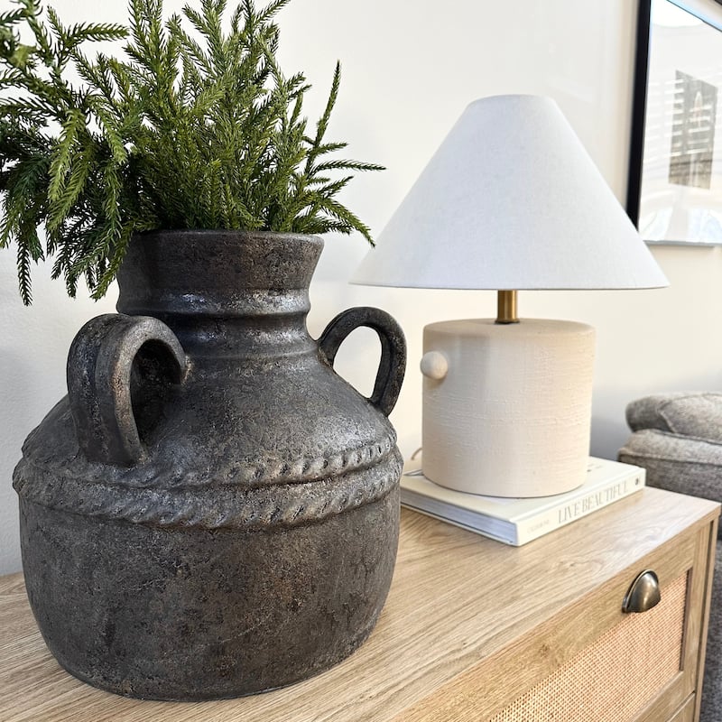Terracotta Vase Rustic Textured Design Double Handles for Modern Space