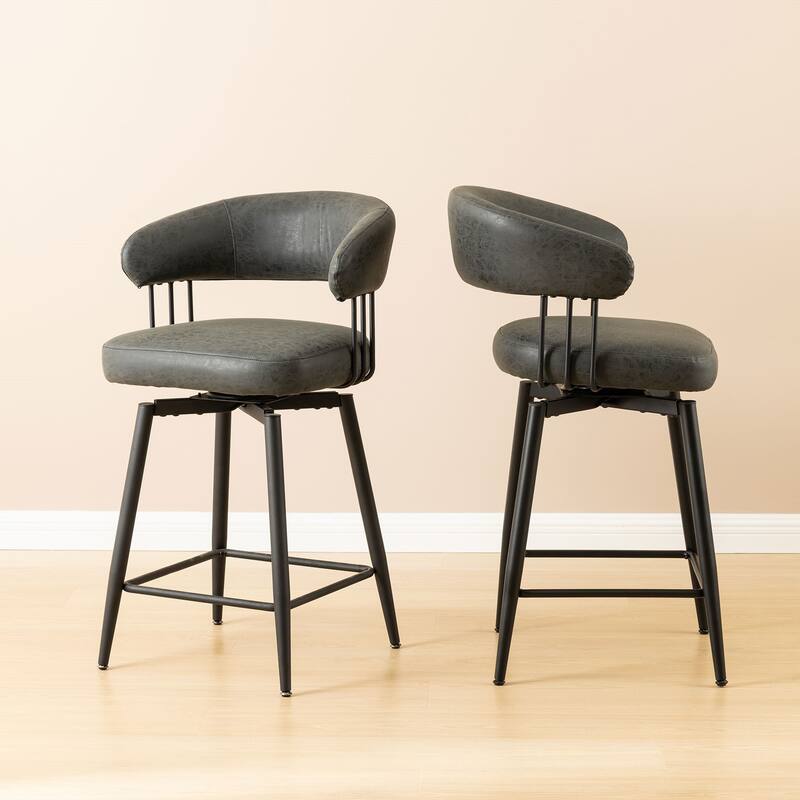 Glitzhome 26 or 31 Inches Modern Upholstered Swivel Counter Height Bar Stools