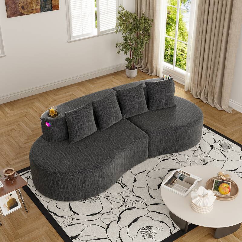 Modern Curved Sectional 3 Seat Minimalist Elegant Half Moon Sofa Compressed Modular Sectional Sofa for Living Room, Office