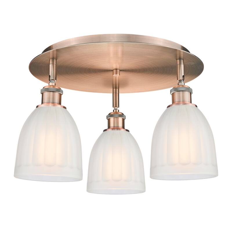 Innovations Lighting Brookfield - 3 Light 18" Flush Mount - Antique Copper/White