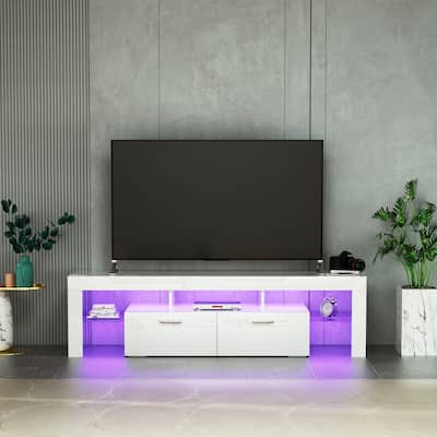 Entertainment Center,media console,with LEDlight belt,light belt remote control,toughenedglassshelf,metal handle,Canbeplaced