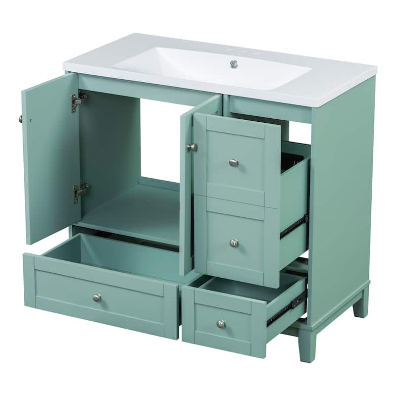 GDFStudio - Gill Wood 36" Shaker-style Design Bathroom Vanity with 3 Drawers