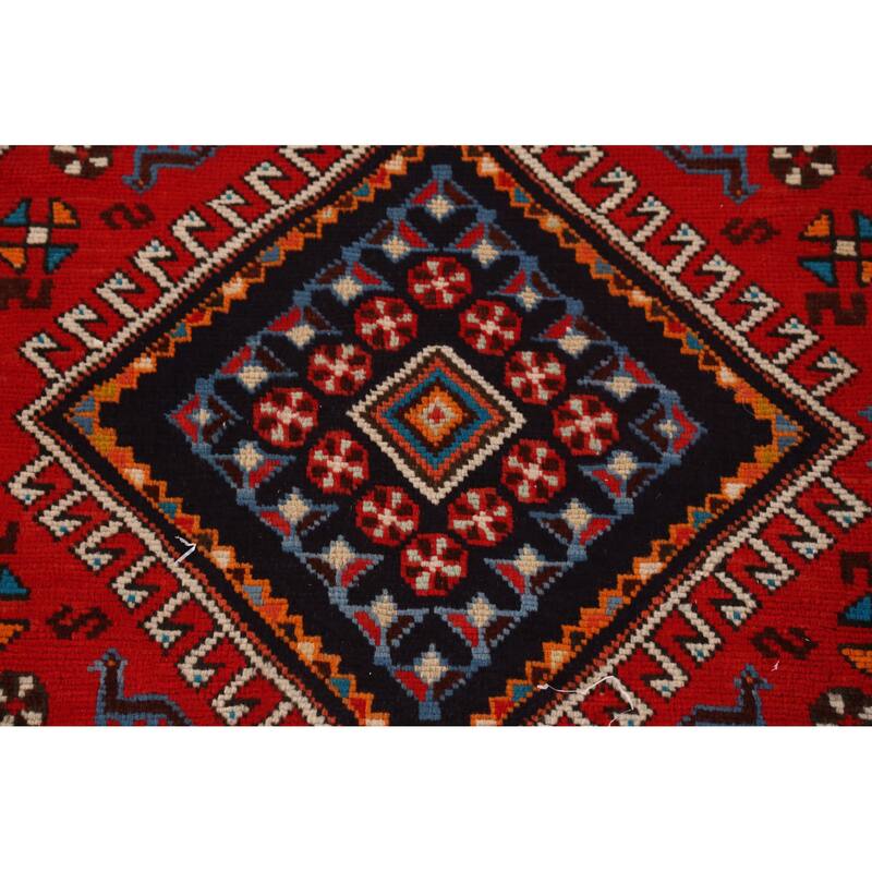 Hand Knotted Oriental 100% Wool Carpet Traditional Tribal Red Shiraz Area Rug - 9' 10'' X 6' 8''