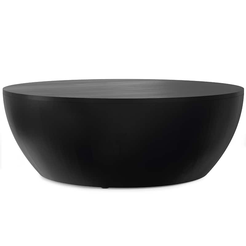 WYNDENHALL Keystone 34 inch Wide Solid Mango Modern Industrial Drum Coffee Table & Assembled