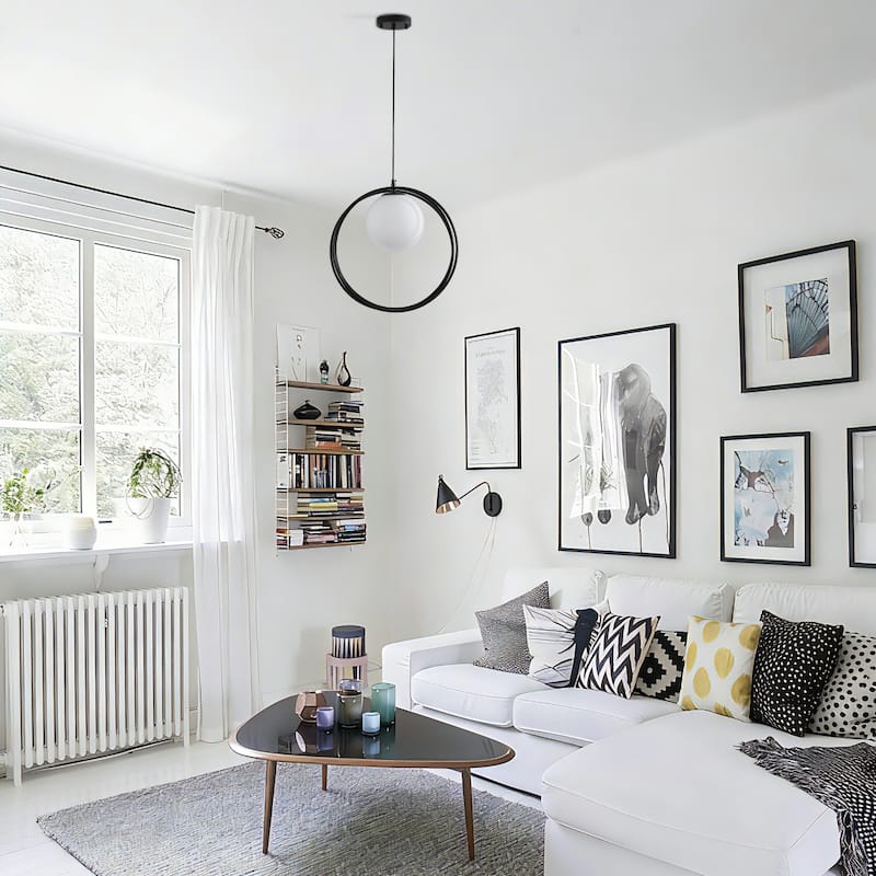 1-Light Modern Minimalist Ring Globe Chandelier