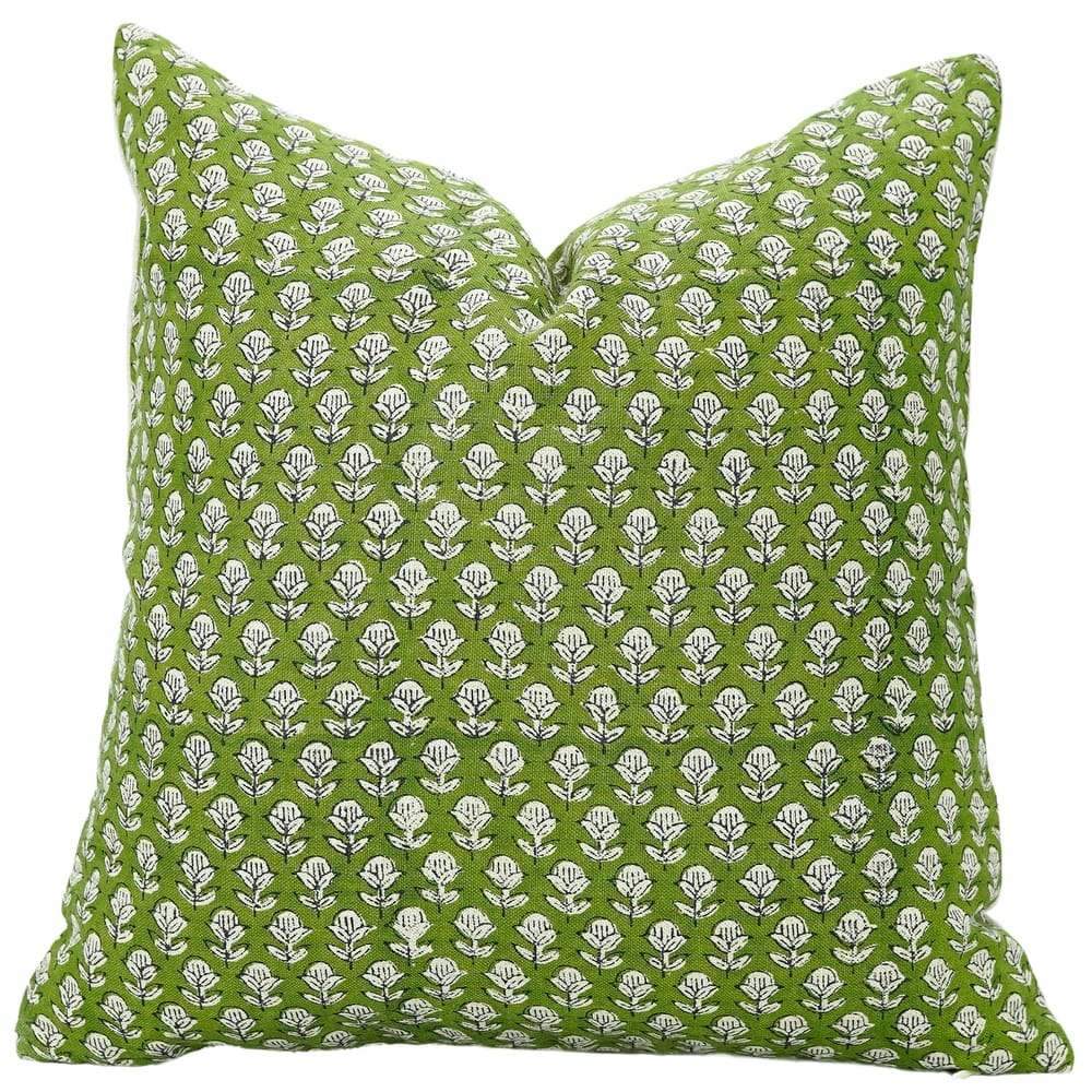 Linen Farmhouse Block print pillow Cover - Tarangini