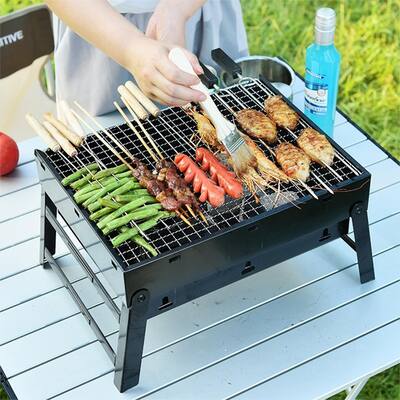 BBQ Charcoal Grill Folding Portable Lightweight Barbecue Camping Hiking Picnics - 10.63*13.6*7.9