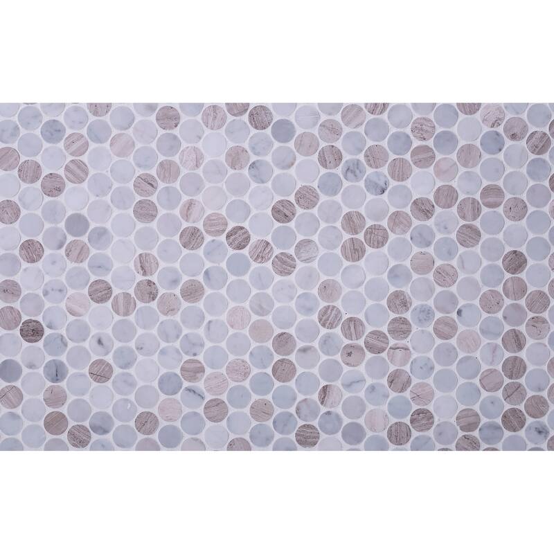 Apollo tile 11 x 12 Heritage Polished Gray Beige Crema Marfil, Eastern White Marble Tile (4.83 sq ft/case) - 5 Pack