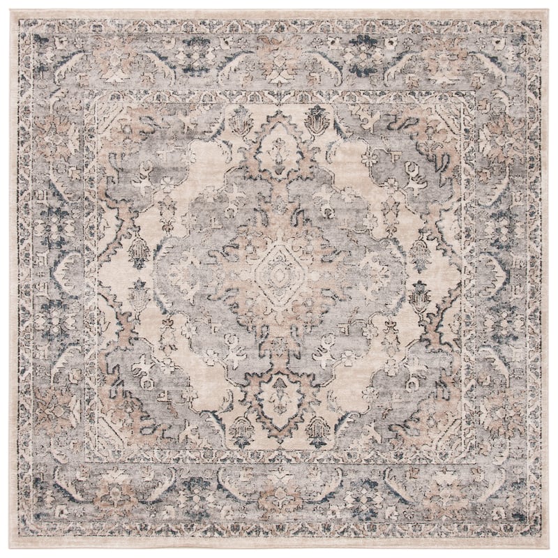 Martha Stewart by SAFAVIEH Hikariko Vintage Rug - 6'7" Square - Beige/Grey