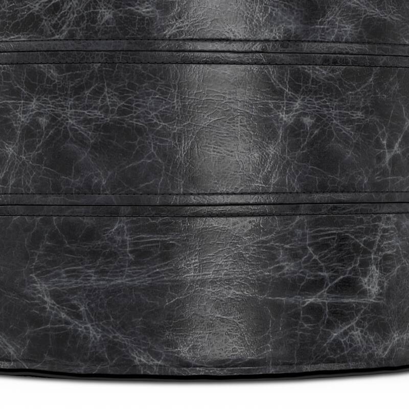 WYNDENHALL Darian Round Pouf in Genuine Leather