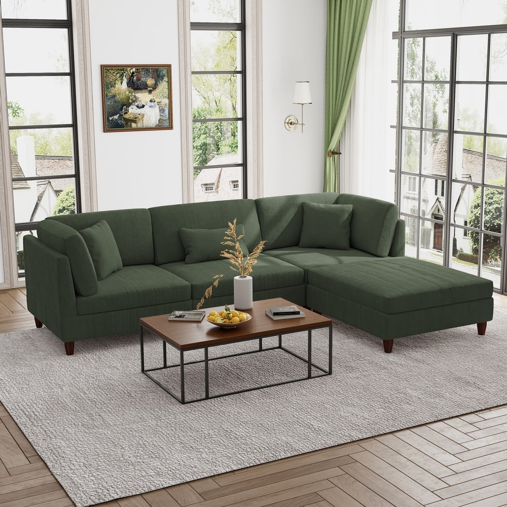 Modern Oversized Modular Corduroy Sectional Sofa Set