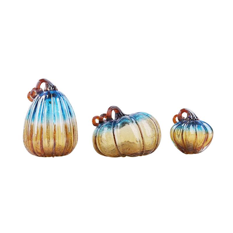 Transpac Glass 7.67 in. Multicolor Harvest Pumpkins Set of 3