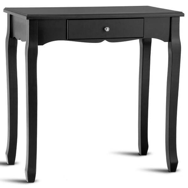 Vanity Makeup Dressing Table Stool Set Jewelry Desk 3 Drawer Mirror Black Black Overstock 28422326