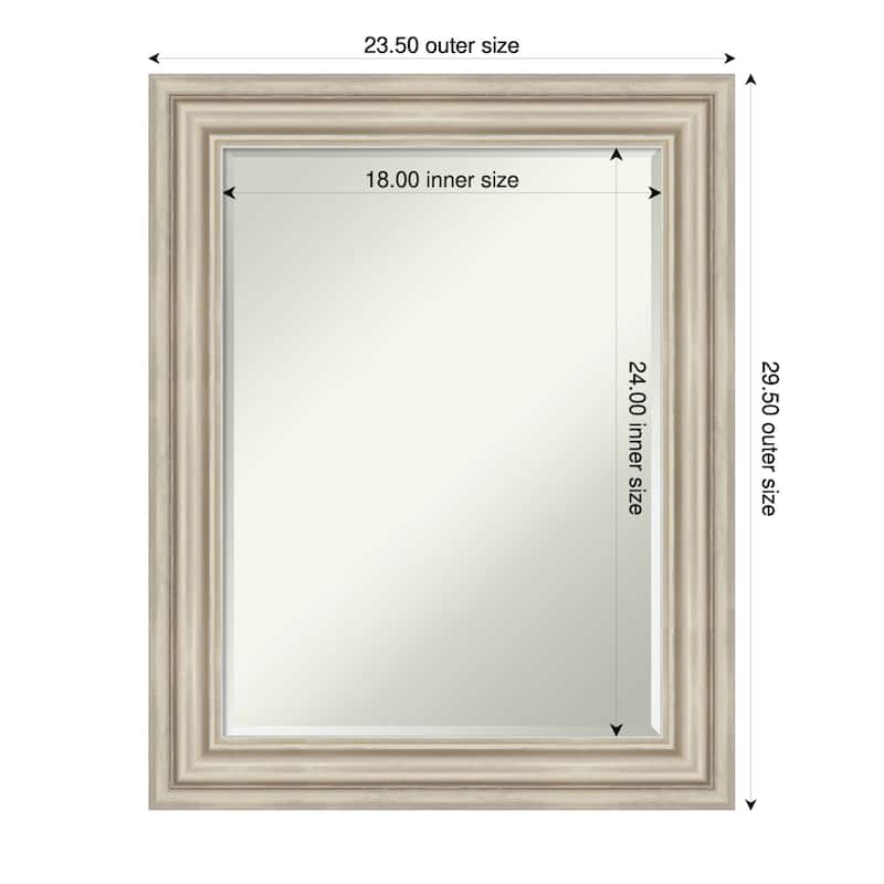 Sierra Half-Inch-Bevel Wood Framed Wall Mirror - 24 x 30 in - Sierra Silver