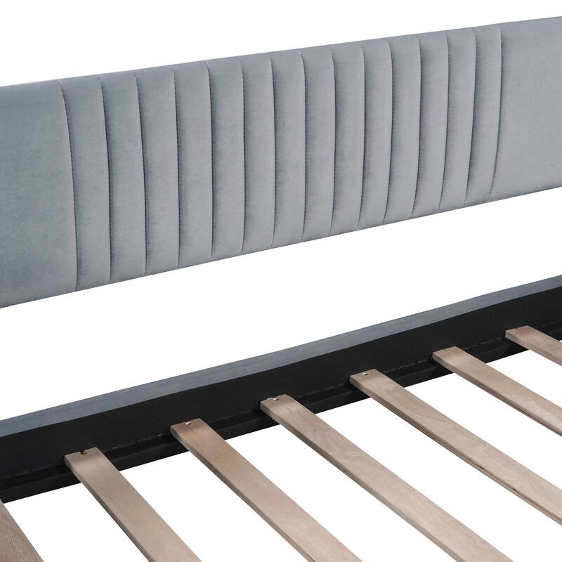 Velvet Sofa Bed Soft Backrest Daybed with Trundle