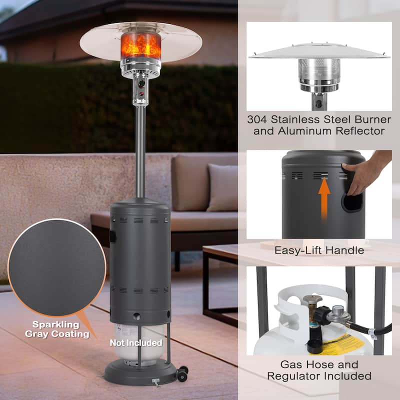 Powder-Coated Propane Gas Outdoor Heater with Wheels, ETL Certified