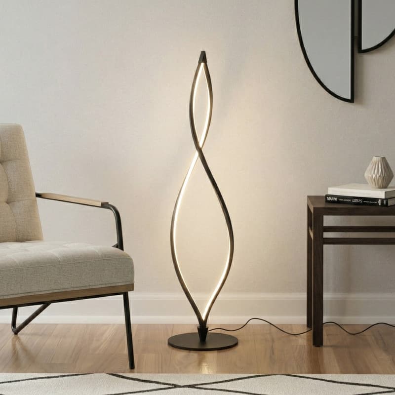 Brightech Twist 43 in. Classic Black Industrial 2-Light LED Super Bright Floor Lamp with Built-In 3-Way Dimmer Function