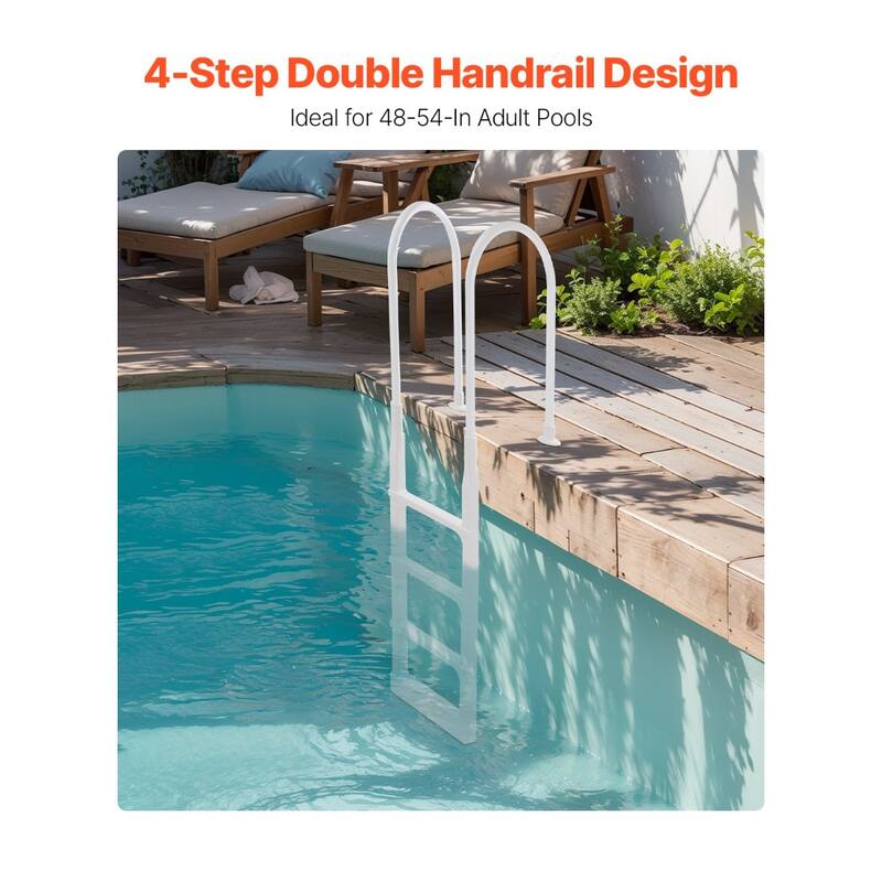 Pool Ladder 4 Step with Handrails for 48-54 Inch Above Ground Pools - 21.26 x 19.7 x 83.1 inch