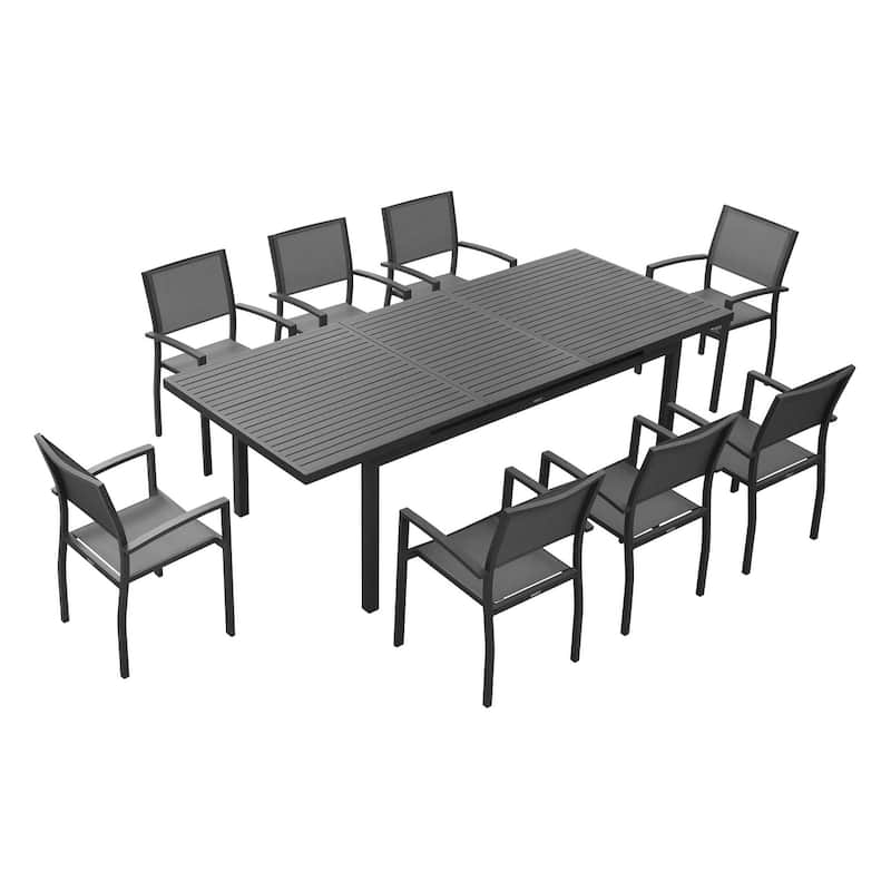 HIGOLD Heck Aluminum 9-Piece Extendable Outdoor Paio Dining Set - 8 Seater
