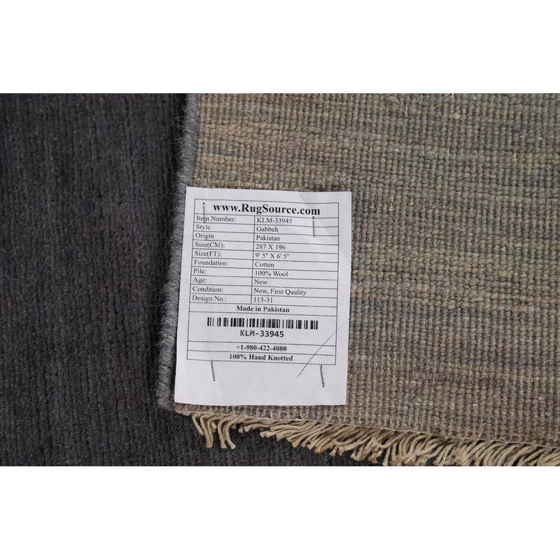 Grays & Blues Modern Gabbeh Oriental Area Rug Hand-Knotted Wool Carpet - 6'5" x 9'5"