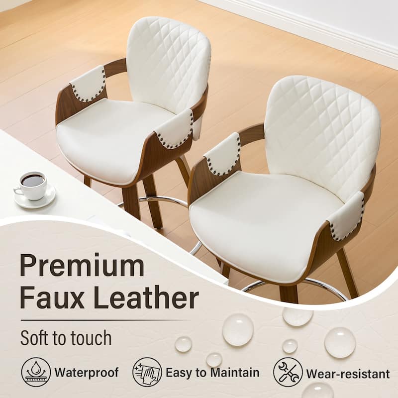 26-Inch Upholstered Swivel Counter Height Bar Stool with Armrests - 36.6"H x19.5"W x 21.3"D