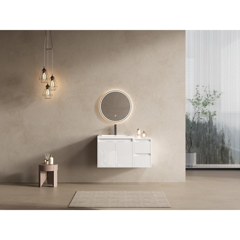 Float Mounting Bathroom Vanity With Resin Sink