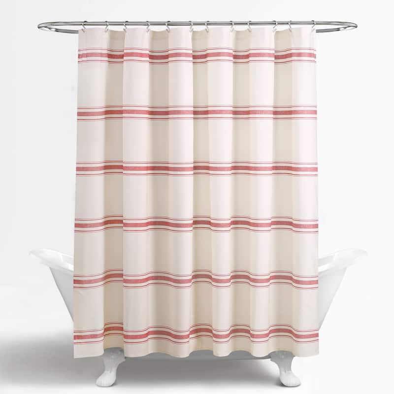 Lush Decor Farmhouse Stripe Shower Curtain