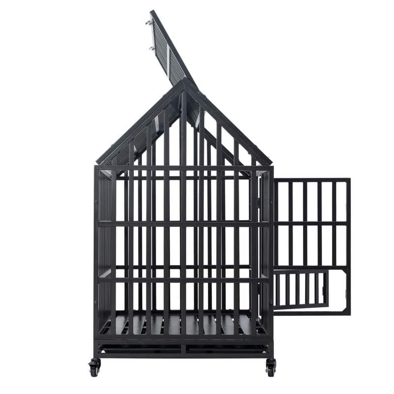 Heavy-Duty Dog Enclosure, Pet Crate with a Roof and a Window on the Top