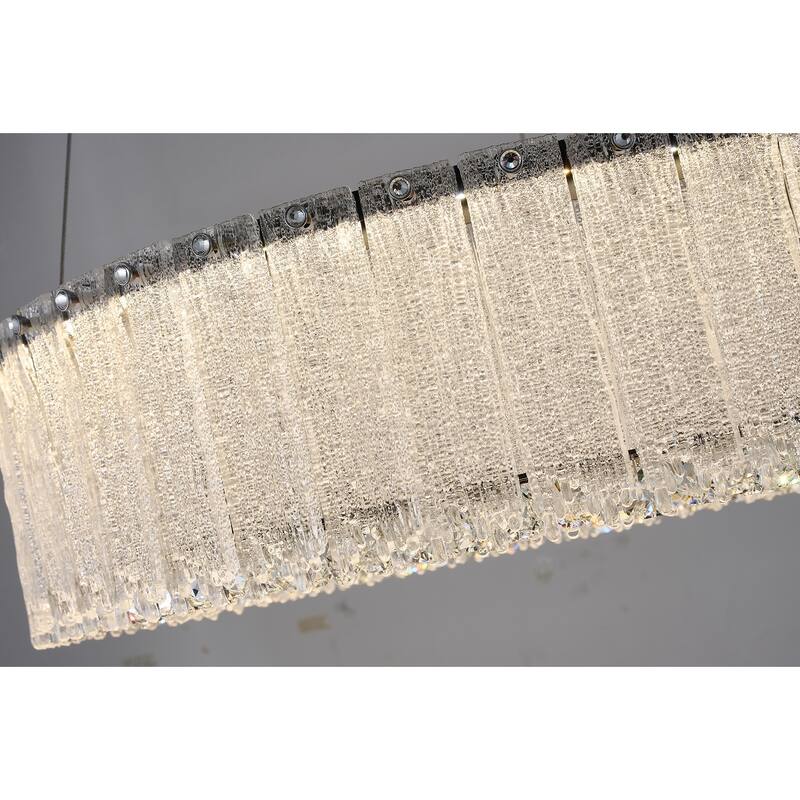 1-Light Black LED Chandelier With Clear Crystals