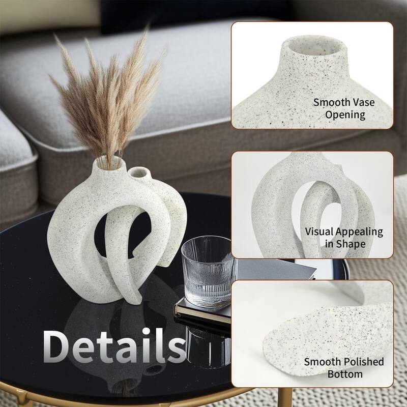 Off White Hollow Resin Vase (Set of 2)