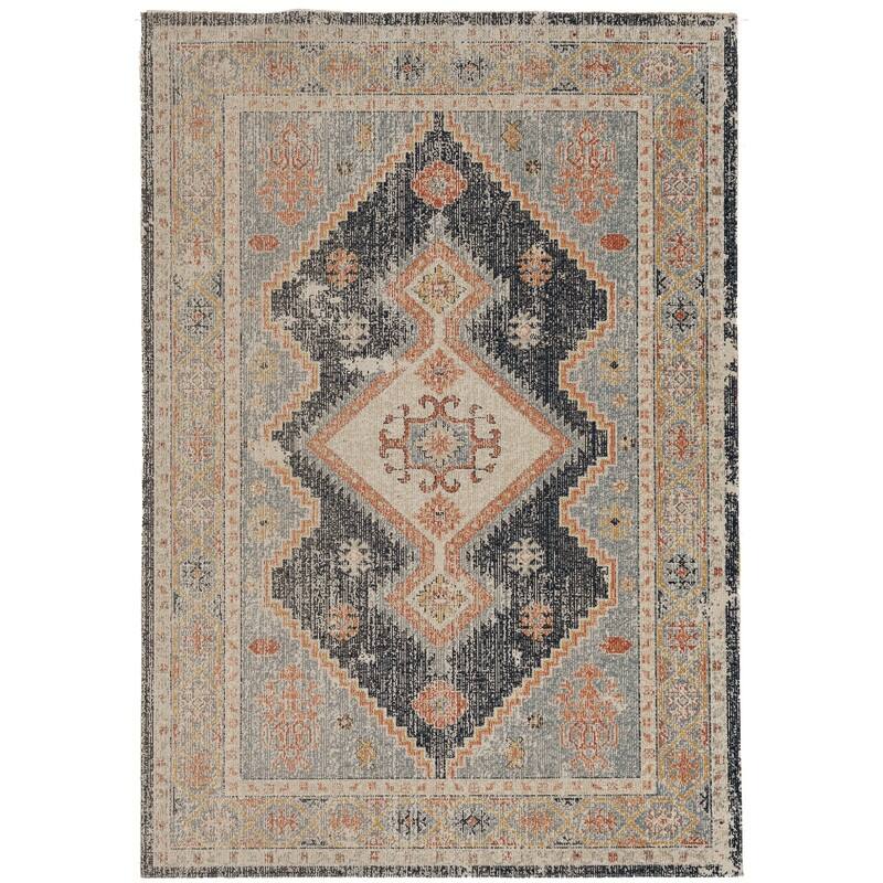 Linon Great Zero Harlon Bohemian & Eclectic Rug - 3' X 5' - Ivory/Blue