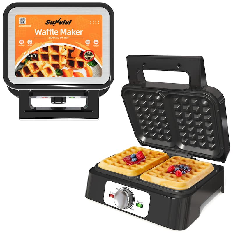 2-Slice Waffle Maker with Adjustable Temperature Control