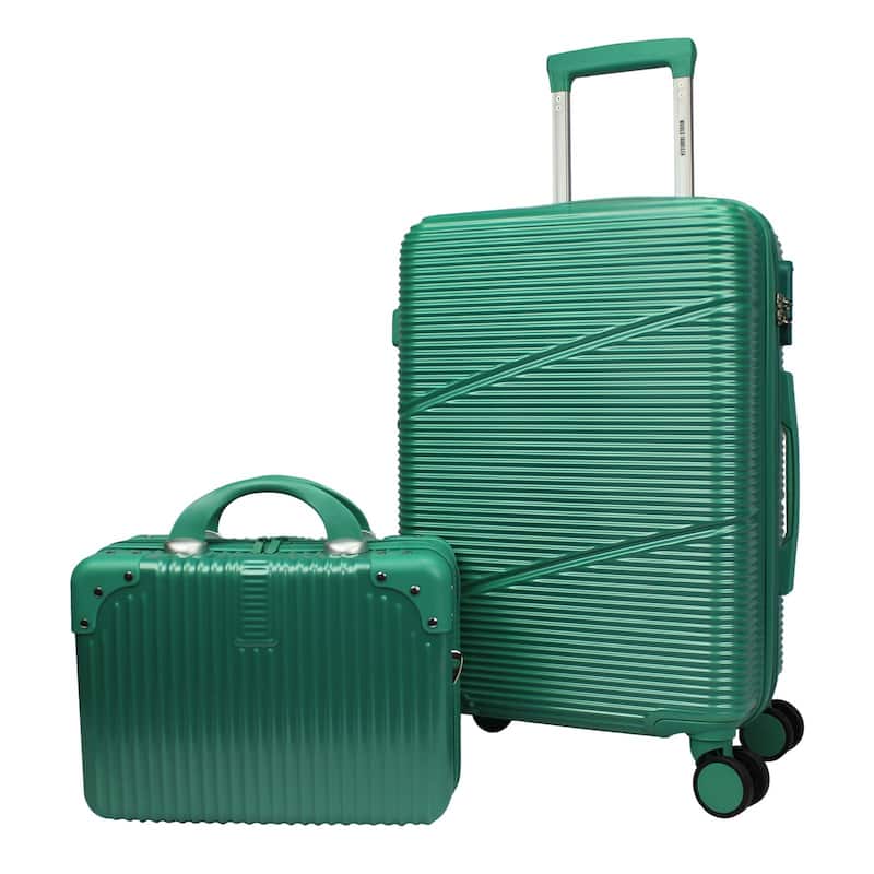 World Traveler 2-Piece Carry-on Vanity Trunk Luggage Set - Green