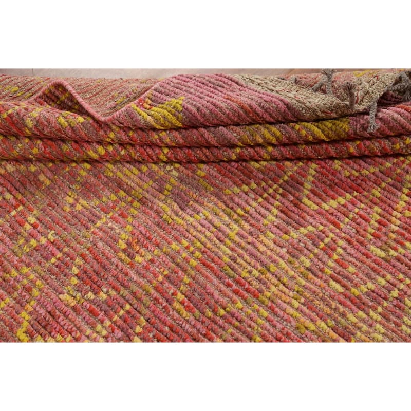 All-Over Moroccan Area Rug Hand-Knotted Wool Carpet - 6'1"x 10'4"