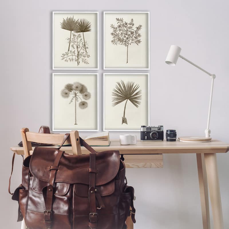 Stupell Various Vintage Palm Leaves Framed Giclee Art Design By Phillipa Katz (Set of 4)