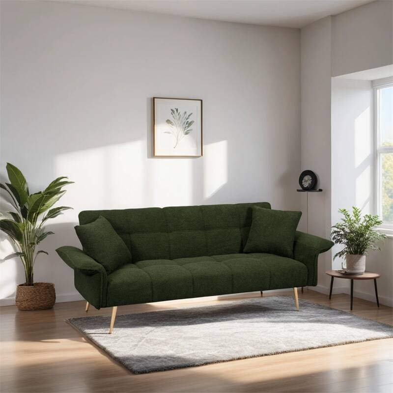 Teddy Fleece Sofabed,Convertible Futon Sofabed With Adjustable Arms