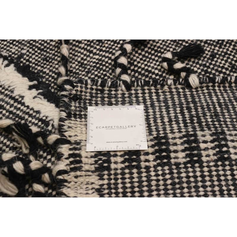 ECARPETGALLERY Hand-knotted Tangier Black, Cream Wool Rug - 9'3 x 12'1