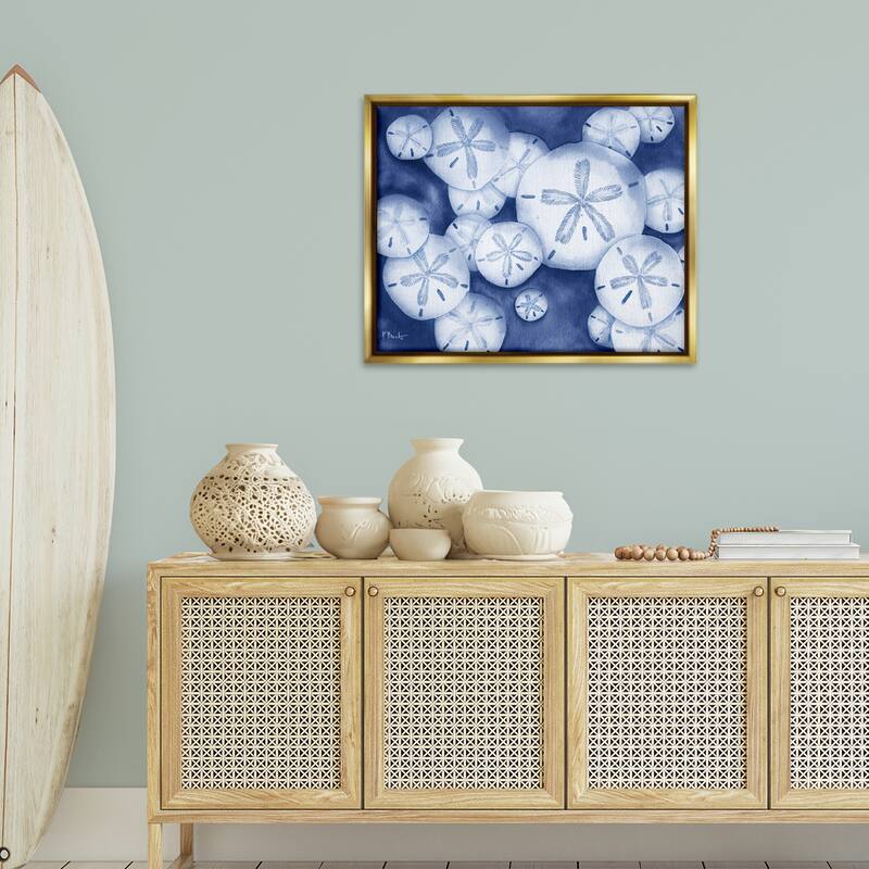 Stupell Watercolor Style Sand Dollars Framed Floater Canvas Wall Art Design By Paul Brent
