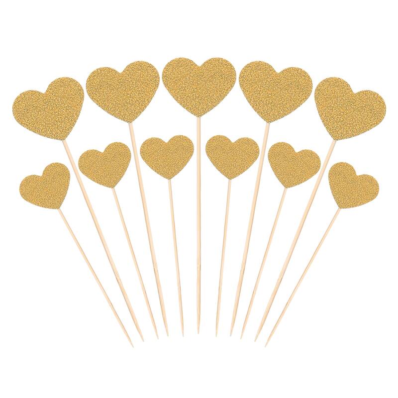 50Pcs Heart Cupcake Toppers,Star Cupcake Picks Birthday Decoration
