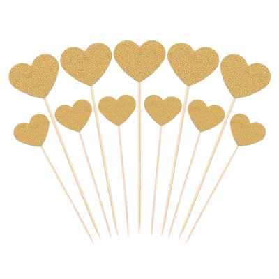 50Pcs Heart Cupcake Toppers,Star Cupcake Picks Birthday Decoration