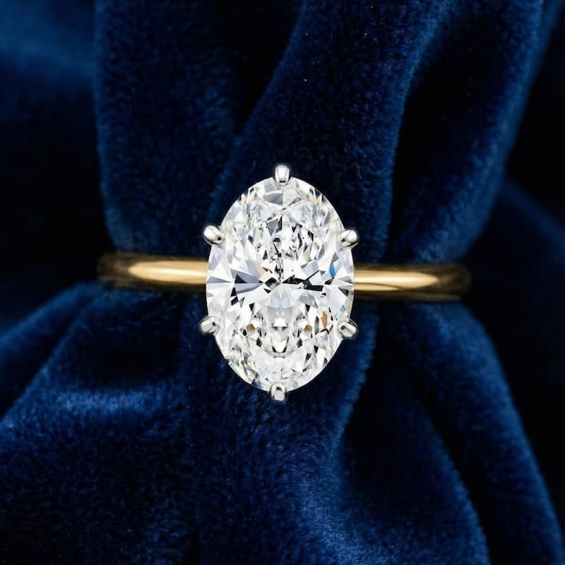 Bliss Diamond Certified 4Ct Oval Solitaire Diamond Engagement Ring Gold Lab Grown