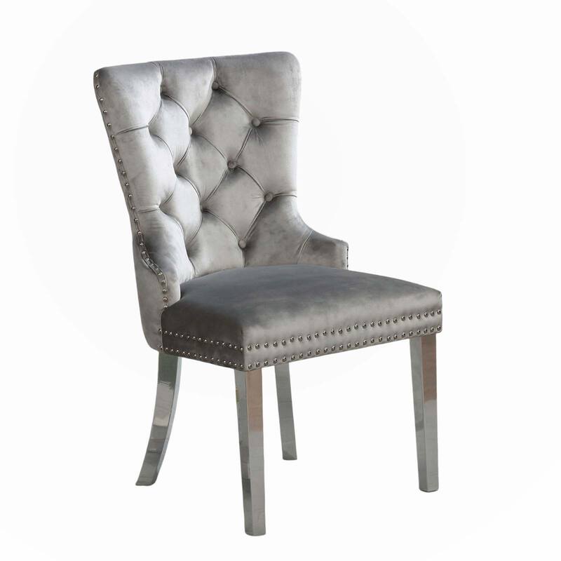 Contemporary Gray Flannelette 2pcs Side Chairs
