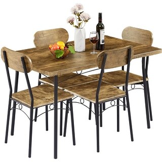 Dining Table Set 5 Piece Brown 4 Dining Table and Chairs - Table ...