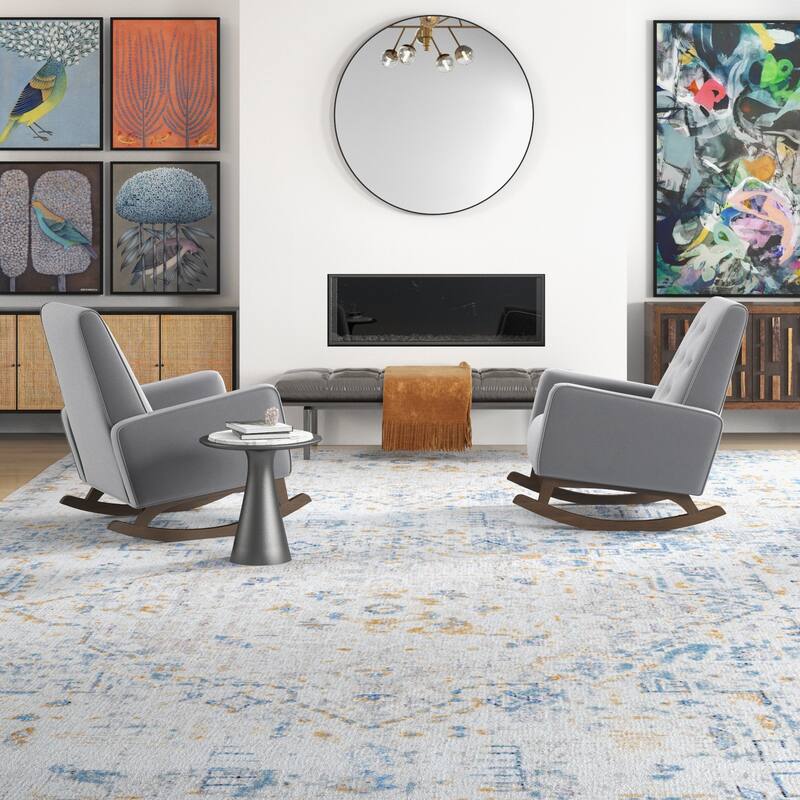 Werman Mid Century Pillow Back Linen Lounge Chair (Set of 2)