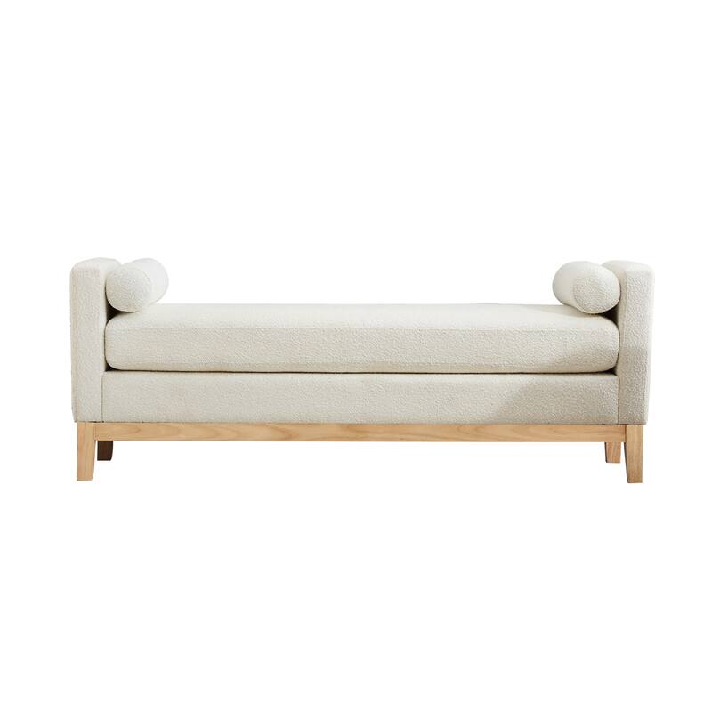 66.34"W Elegant Upholstered Bench with Pillows for End of Bed, Bedroom, Living Room