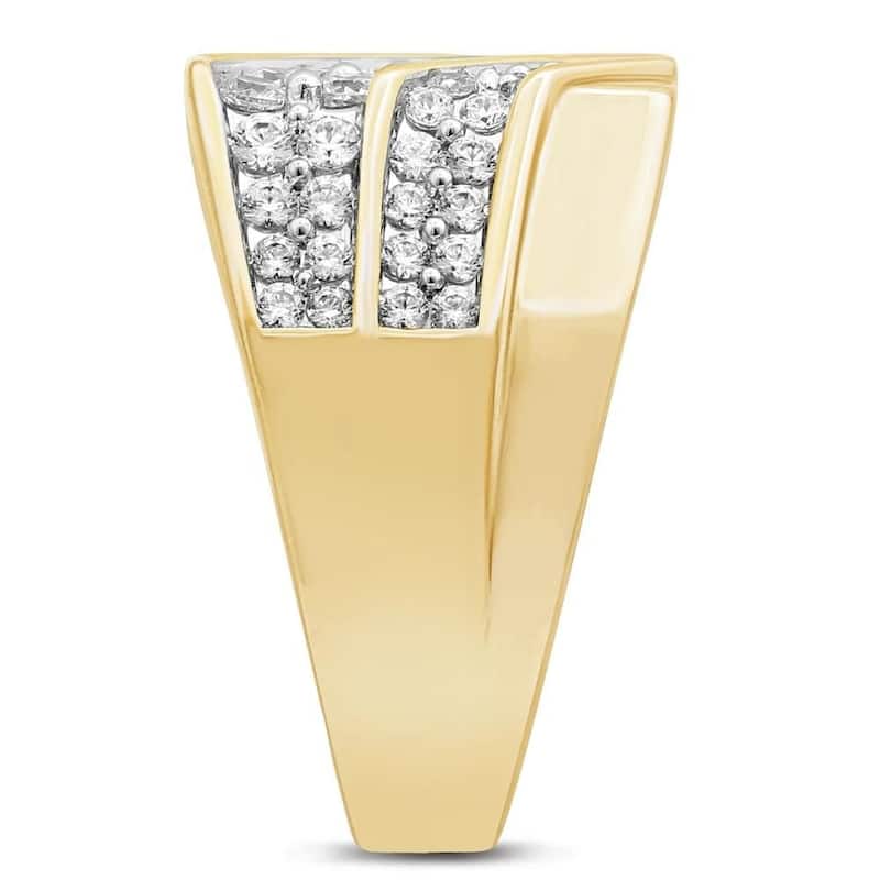 2 1/2Ct Diamond Ring Men's Diagonal Cluster Band in White or Yellow Gold
