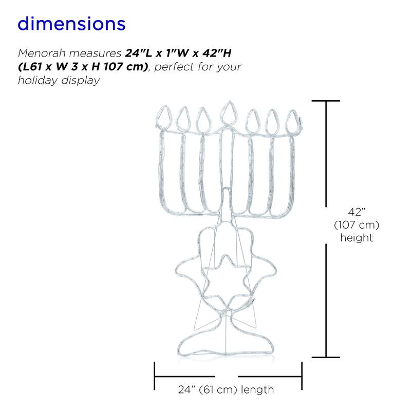 Alpine Corporation Hanukkah Decoration with Blue and White LED Lights