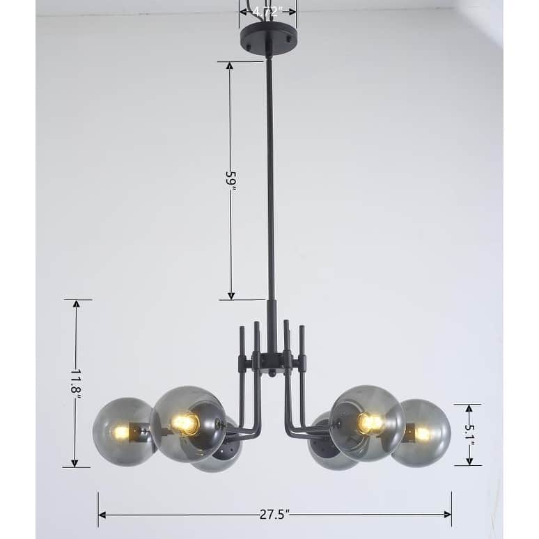 Mid-century Modern 6-Lights Glass Globe Sputnik Chandelier
