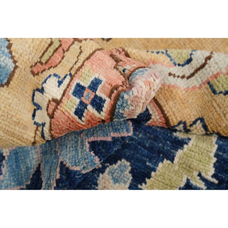 Hand Knotted Oriental 100% Wool Carpet Traditional All-Over Navy Blue & Blues Ziegler Area Rug - 14' 6'' X 12' 2''